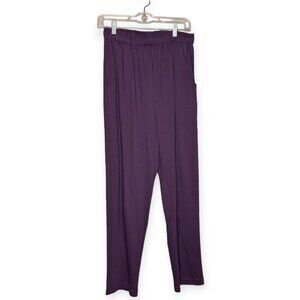 Essentials by Maggie Dark Purple Knit Straight Leg Pants Size 14/16S